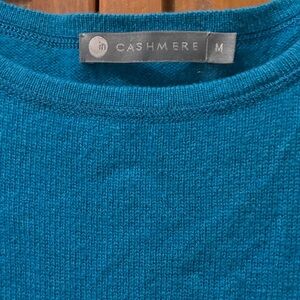 InCashmere Teal Crewneck Sweater